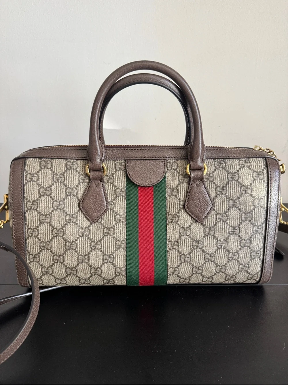 Gucci Ophidia GG Supreme Medium Top Handle Boston Bag